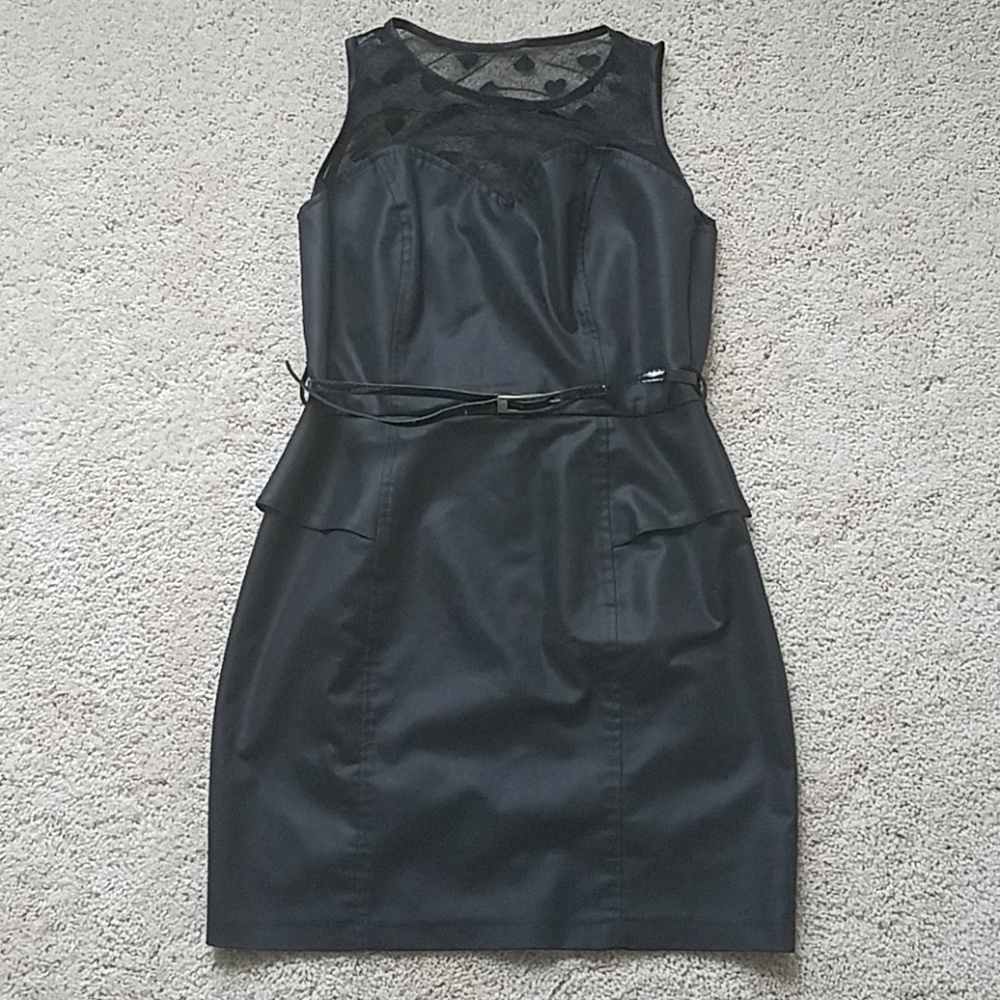 New Look Heart Mesh Peplum Dress